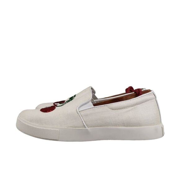 Katy Perry Shoes Womens 6 Sneaker Slip On Casual Cherry Sequin Kerry Flats White - Picture 4 of 13